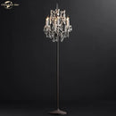 GobekUsa LED Rococo Crystal Iron Floor Lamp Chandelier, Modern Standing Candle Light