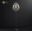GobekUsa LED Rococo Crystal Iron Floor Lamp Chandelier, Modern Standing Candle Light