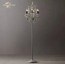 GobekUsa LED Rococo Crystal Iron Floor Lamp Chandelier, Modern Standing Candle Light