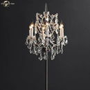 GobekUsa LED Rococo Crystal Iron Floor Lamp Chandelier, Modern Standing Candle Light