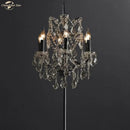 GobekUsa LED Rococo Crystal Iron Floor Lamp Chandelier, Modern Standing Candle Light