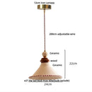 GobekUsa LED Rose Flower Pendant Lamp Ceramic Wood Nordic Modern Hanging Light