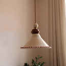GobekUsa LED Rose Flower Pendant Lamp Ceramic Wood Nordic Modern Hanging Light