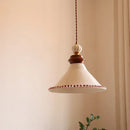 GobekUsa LED Rose Flower Pendant Lamp Ceramic Wood Nordic Modern Hanging Light