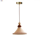 GobekUsa LED Rose Flower Pendant Lamp Ceramic Wood Nordic Modern Hanging Light