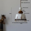 GobekUsa LED Rose Flower Pendant Lamp Ceramic Wood Nordic Modern Hanging Light