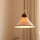 GobekUsa LED Rose Flower Pendant Lamp Ceramic Wood Nordic Modern Hanging Light