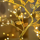 Golden tree fairy light rose leaf lamp – bedroom decoration by Decorbites