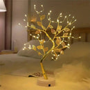 Golden tree fairy light rose leaf lamp – bedroom decoration by Decorbites