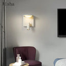 GobekUsa LED Rotary Square Wall Lamp for Home Bedroom Study with USB Charging