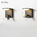GobekUsa LED Rotary Square Wall Lamp for Home Bedroom Study with USB Charging