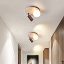 GobekUsa LED Rotatable Ceiling Lamp White Glass Yellow Travertine Wood Nordic Modern