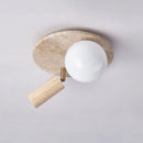 GobekUsa LED Rotatable Ceiling Lamp White Glass Yellow Travertine Wood Nordic Modern
