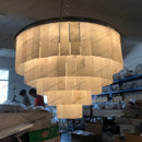 GobekUsa LED Round Glace Calcite Chandelier for Dining Room - Contemporary Crystal Hanging Lamp