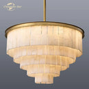 GobekUsa LED Round Glace Calcite Chandelier for Dining Room - Contemporary Crystal Hanging Lamp
