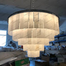 GobekUsa LED Round Glace Calcite Chandelier for Dining Room - Contemporary Crystal Hanging Lamp