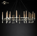 GobekUsa LED Round Glass Chandelier for Living Dining Room Lighting