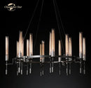 GobekUsa LED Round Glass Chandelier for Living Dining Room Lighting