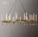 GobekUsa LED Round Glass Chandelier for Living Dining Room Lighting