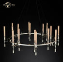 GobekUsa LED Round Glass Chandelier for Living Dining Room Lighting