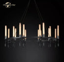 GobekUsa LED Round Glass Chandelier for Living Dining Room Lighting