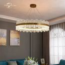 GobekUsa LED Round Glass Chandelier: Modern Nordic Stainless Steel Pendant Light for Bedroom & Living Room