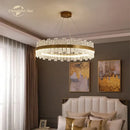 GobekUsa LED Round Glass Chandelier: Modern Nordic Stainless Steel Pendant Light for Bedroom & Living Room