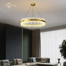 GobekUsa LED Round Glass Chandelier: Modern Nordic Stainless Steel Pendant Light for Bedroom & Living Room