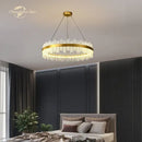 GobekUsa LED Round Glass Chandelier: Modern Nordic Stainless Steel Pendant Light for Bedroom & Living Room
