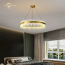 GobekUsa LED Round Glass Chandelier: Modern Nordic Stainless Steel Pendant Light for Bedroom & Living Room