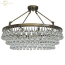 GobekUsa LED Round Glass Chandeliers Raindrop Pendant Lights Modern Living Hanging Lamps