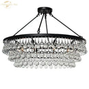 GobekUsa LED Round Glass Chandeliers Raindrop Pendant Lights Modern Living Hanging Lamps