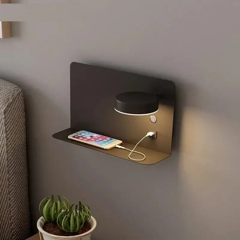 GobekUsa LED Shelf Wall Lamp with USB Charging Port & Switch