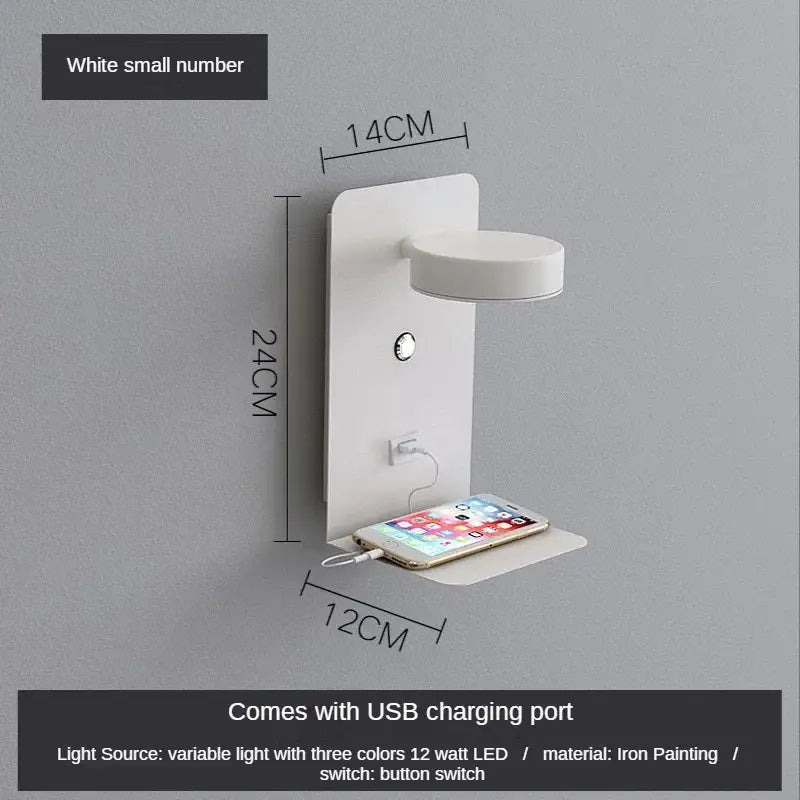 GobekUsa LED Shelf Wall Lamp with USB Charging Port & Switch, photo 7 of 12
