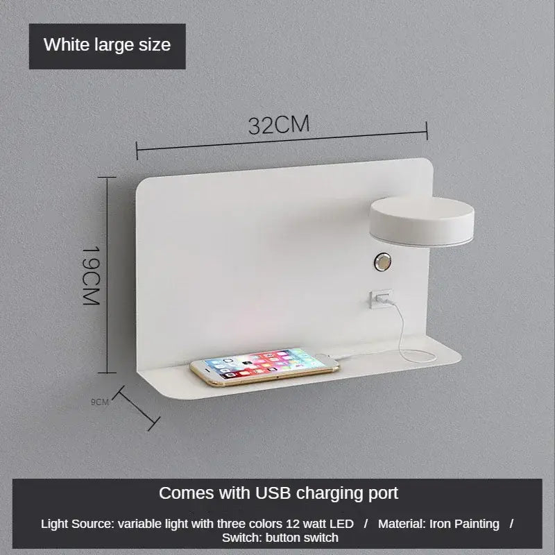 GobekUsa LED Shelf Wall Lamp with USB Charging Port & Switch, photo 9 of 12
