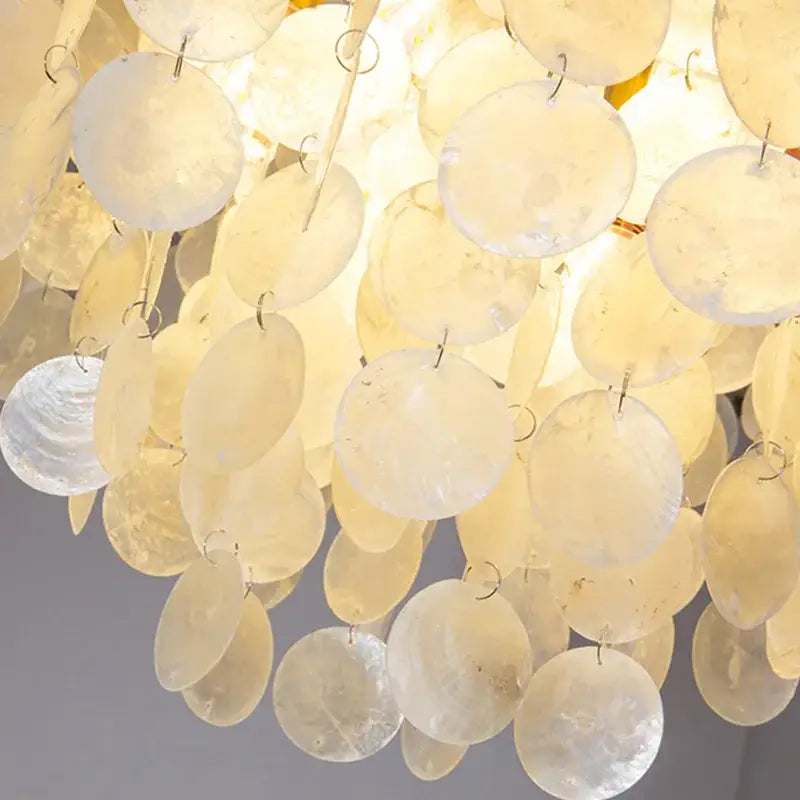GobekUsa LED Shell Chandelier: Modern Gold Chrome Ceiling Hanging Light, photo 6 of 10