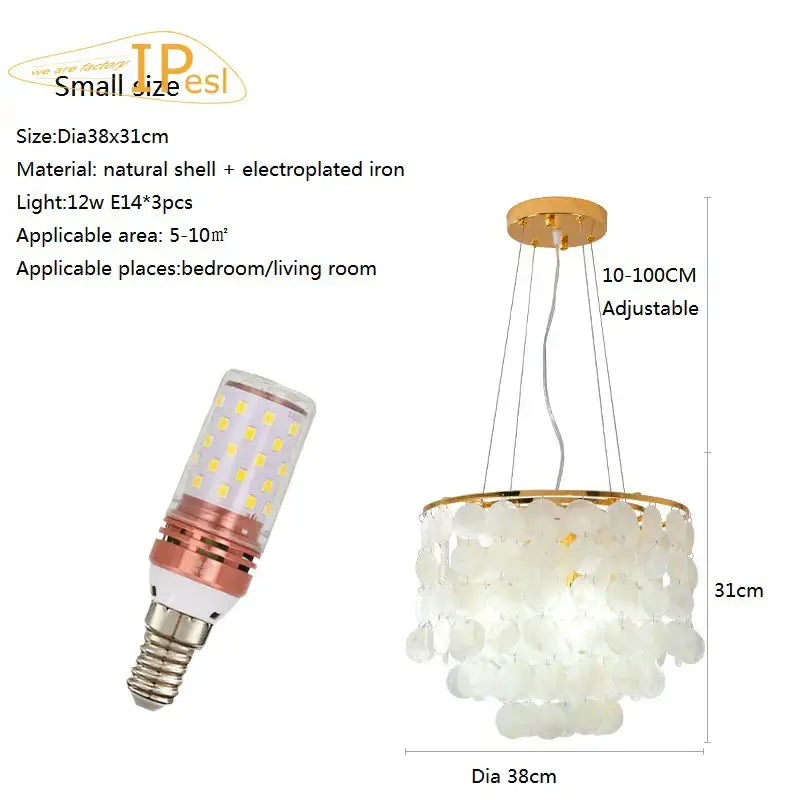 GobekUsa LED Shell Chandelier: Modern Gold Chrome Ceiling Hanging Light, photo 9 of 10