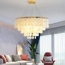 GobekUsa LED Shell Chandelier: Modern Gold Chrome Ceiling Hanging Light