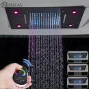 GobekUsa LED Shower Faucet Ceiling Mount Rainfall Waterfall Head Shower Set