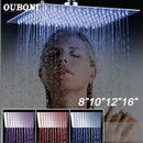 GobekUsa LED Shower Head Square with Temperature Control 3 Color Lights Ultra Thin