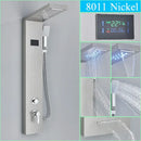 GobekUsa LED Shower Panel Column Faucet with Rainfall Waterfall, Back Jet, Mixer Tap