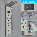 GobekUsa LED Shower Panel Column Faucet with Rainfall Waterfall, Back Jet, Mixer Tap