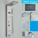 GobekUsa LED Shower Panel Column Faucet with Rainfall Waterfall, Back Jet, Mixer Tap