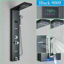 GobekUsa LED Shower Panel Column Faucet with Rainfall Waterfall, Back Jet, Mixer Tap