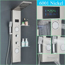 GobekUsa LED Shower Panel Column Faucet with Rainfall Waterfall, Back Jet, Mixer Tap