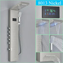 GobekUsa LED Shower Panel Column Faucet with Rainfall Waterfall, Back Jet, Mixer Tap
