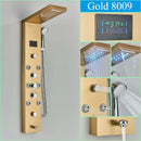 GobekUsa LED Shower Panel Column Faucet with Rainfall Waterfall, Back Jet, Mixer Tap