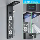 GobekUsa LED Shower Panel Column Faucet with Rainfall Waterfall, Back Jet, Mixer Tap