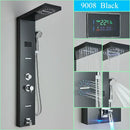 GobekUsa LED Shower Panel Column Faucet with Rainfall Waterfall, Back Jet, Mixer Tap