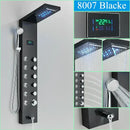 GobekUsa LED Shower Panel Column Faucet with Rainfall Waterfall, Back Jet, Mixer Tap